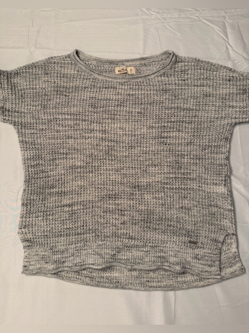 Hollister Light Gray Waffle Knit Cardigan